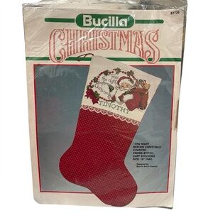 Bucilla The Night Before Christmas Counted Cross-Stitch Cuff Stocking Kit #82735